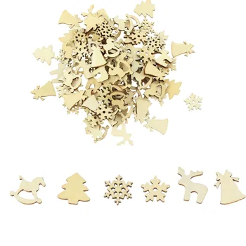 100KS Drevené Ozdoby na Vianočné stromčeky Mini Snowflake Stromu Visí Prívesky, Vianočné Dekorácie pre Domov Nový Rok Darček