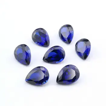 1Pcs Lab Vytvorili Hruška Sapphire septembra Birthstone Modrá Tvárou Voľné Drahokam DIY Šperky Dodávky 4150009