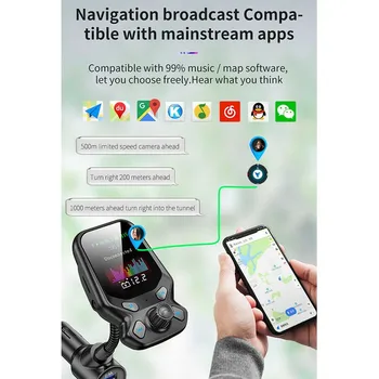 1x Wireless-Bluetooth Handsfree Súpravou do Auta FM Nabíjačku QC3.0 Rýchle Nabíjanie MP3 Prehrávač, Rádio Adaptér Pre Ručné Hovory zdarma