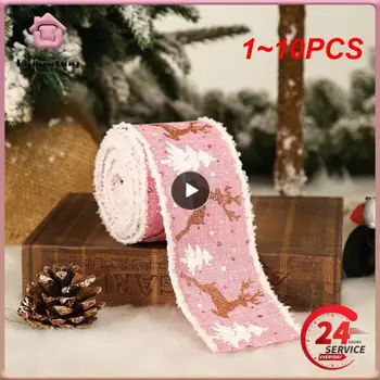 1~10PCS 5 m/roll Vianočné Stuhy Textílie Elk Vianočný Stromček Tlač S Drôtenou Okraji Vianočné Darčekové Balenie Páse s nástrojmi Veniec Luk