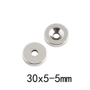 2/5/10pcs 30x5-5mm Neodýmu Magnet Disk 30x5 mm Otvor 5mm Kruh Magnety 30*5-5mm Kolo Zápustnými magnet