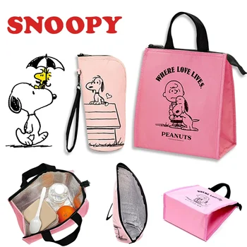 2 ks Snoopy Obed Taška Ženy Roztomilý Školského Úradu Izolované Čerstvé Chladnejšie Tašky Anime Študentov Prenosné Cartoon Deti Bento Tote Bag