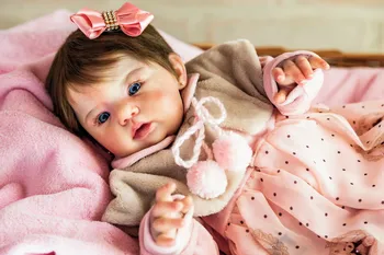 20-palcový Reborn Baby Doll Auta Abigail Úsmev Dieťa Nevyfarbené Nedokončené Bábika Častí Tela a Očí Auta Bebê Reborn Muñecas Bebe