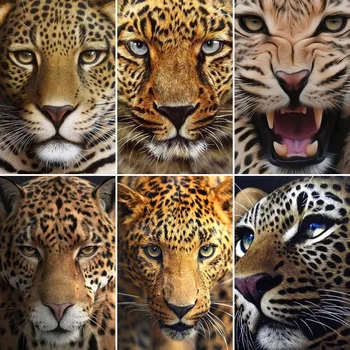 5D DIY Diamond Maľovanie Gepard Jaguar Leopard zblízka Plné Námestie/Kolo Vŕtať Výšivky Mozaiky Realistické Voľne žijúcich živočíchov Maľovanie