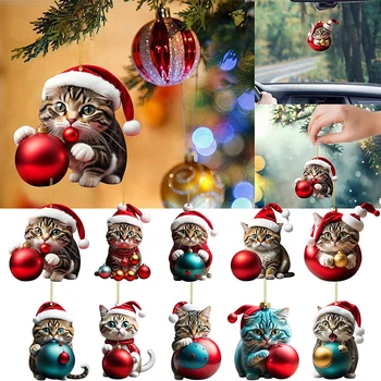 8 CM Akryl Karikatúra Roztomilý Mačka 2023 Vianočné Dekorácie, Závesné Dekorácie, Darčeky, Vianočné Prívesok Strana navrhne Dekorácie