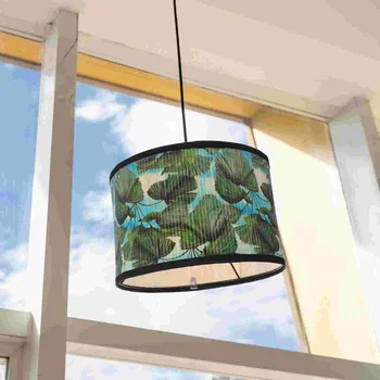 Bambusové Tienidlo s Zelene Listov Tlač Vintage Lampa Krytu Výmena Lámp Tieni