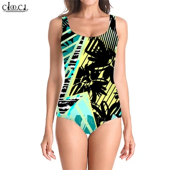 CLOOCL Žien Plávanie Oblek Trendy Grafické Tlače plavky Push Up Backless celé plavky jednodielne Pláži Vyhovuje Letné Športové oblečenie