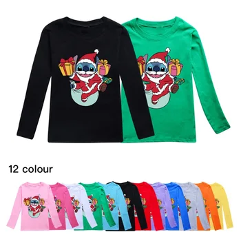 Disney Steh Deti T-Shirt Junior Chlapci Cartoon Oblečenie Dievčatá, 100% Bavlna, Dlhý Rukáv Pulóver