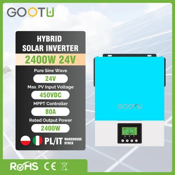 GOOTU OFF-Grid Solárny Invertor 2400W, 24V Batéria Vstup 450VDC 80A MPPT Regulátor Čistá Sínusová Vlna Invertor pre Solárny Panel