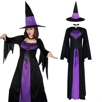 Halloween Čarodejnice Upír Odev S Klobúkom Kostýmy Pre Dospelých Žien Strašidelné Karneval Party Zdobiť Výkon Dráma Maškaráda