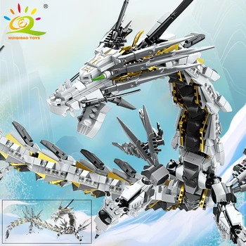 HUIQIBAO 1485PCS White Dragon Model Stavebné Bloky Film Série Mesto Tehly Vzdelávacie Konštrukcia Hračky Pre Deti Priateľmi