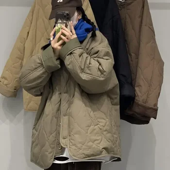 Klasická Zimná Prešívaná Bunda Ženy Nadrozmerná Kórejský Streetwear Módy Teplá, Ľahká Bavlna Výplň Bundy Bežné Outwear