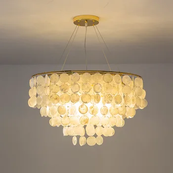 Moderné LED Shell Luster Svetlá Gold Chrome Ceilling Visí Lampa Obývacia Jedáleň Reštaurácia Dekorácie, Svietidlá