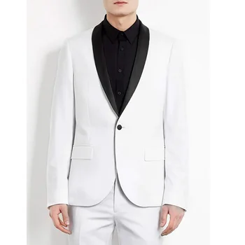 Muži Obleky 2023 Svadby Ženích Biely Kostým Celý Set Čierna Šatka Klope Hombre Formálny Ples Dve Kus Bunda, Nohavice, Slim Fit