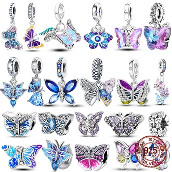 Móda 925 Silver Fantasy Farebný Motýľ série nezávislá Korálky Charms Fit Pandora 925 Originálny Náramok Šperky diy tvorby