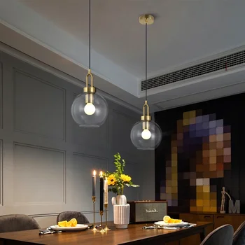 Nordic Moderný Prívesok Svetlá Číre Sklo Závesné LED Svietidlá E27 pre Kuchyne, Reštaurácie, Bar Domova Prívesok Lampy