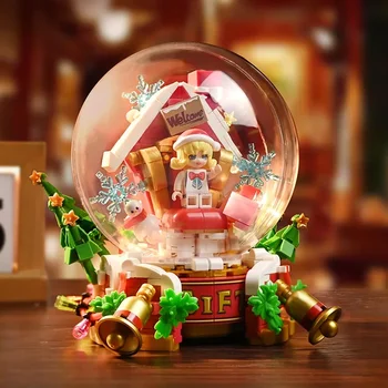 Nové Keeppley Česť Kráľov Cai Wenji Série Stavebné kamene Vianočné Darčeky Hudby Crystal Ball Model Music Box Hračky pre Deti