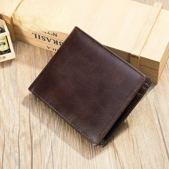 Nový štýl kožené anti-magnetické peňaženky podnikanie mužov multi-card peňaženky anti-theft kefa RFID mince v kabelke peňaženku