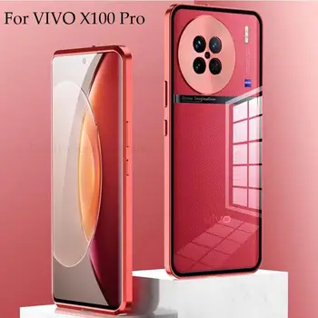 Pre Vivo X100 Pro Magnetické Tvrdené Sklo Matné Telefón Prípade VIVO x100 X90 Pro Plus Hliníkovej Zliatiny Nárazníka Zámok Magnetický Kryt