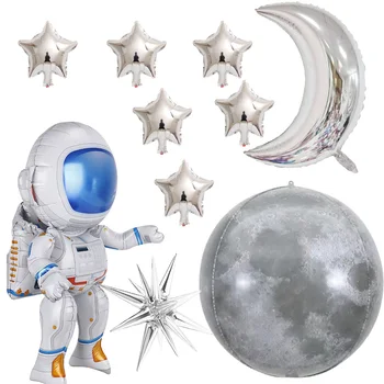 Priestor Mesiac Astronaut Balón Striebro Mesiac A Hviezdy Balóny Narodeninovej Party Dekorácie, Detské Sprcha Láskavosti Deti Krst Supplie