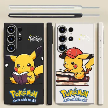 Puzdro pre Samsung Galaxy S21 S10 S22 S23 Ultra 5G Poznámka: 20 10 Plus Ultra S8 S20 FE S9 Námestie Kvapaliny Kryt Anime Pokémon Pikachu