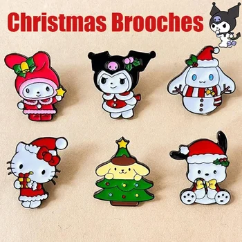 Sanrio Hello Kitty Kuromi Cinnamoroll Roztomilé Vianoce Brošne Kawaii Cartoon Kovové Odznak Taška Oblečenie Anime Dekor Deti Darčeky