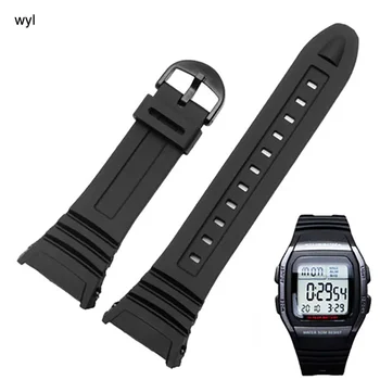 Silikónové Watchband pre Casio 3239 W-96H-1A 2A 9A Elektronické Hodinky Špecializované Popruh Čierne pánske Športové Nepremokavé Gumový Náramok