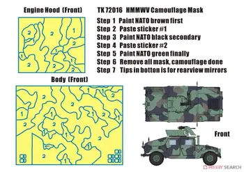 T-MODEL TK72016 1/72 Maskovanie List pre HMMWV M1114 NATO model auta