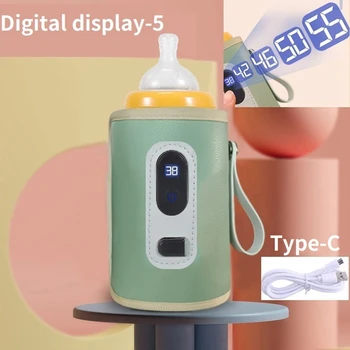 USB Mlieka, Voda Teplejšia Cestovné Kočík Izolované Taška Digitálny Displej Dieťa Dojčíte Fľaša Ohrievač Pre Vonkajšie Zimné