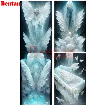 Veľké DIY Diamond Maľovanie Pochovať Anjel Plné Námestie Kolo Diamond Výšivky Biele anjelské Krídla Cross Stitch Mozaiky Ručné