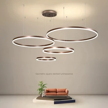 Viacbodové Pozastavenie Krúžky Kruhu LED Luster pre život Jedáleň Luxusný Dom Dekor Visí Hliníkové Lightng Zariadenie