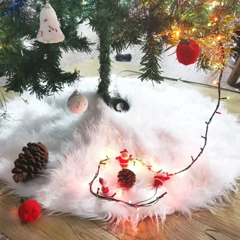 Vianočný Stromček Plyšové Sukne Dovolenku Stromček, Ozdoby Kolo Snow White Vianočný Strom Sukne Mat Krytom pre šťastné a Veselé Vianoce, Výzdoba